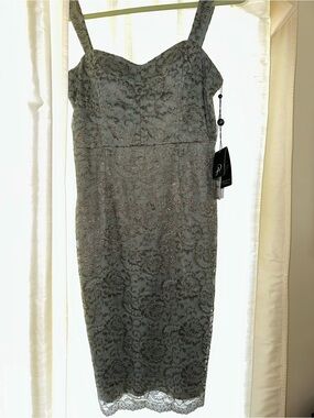 Adrianna Papell  Green/blue Lace Midi Sheath Dress